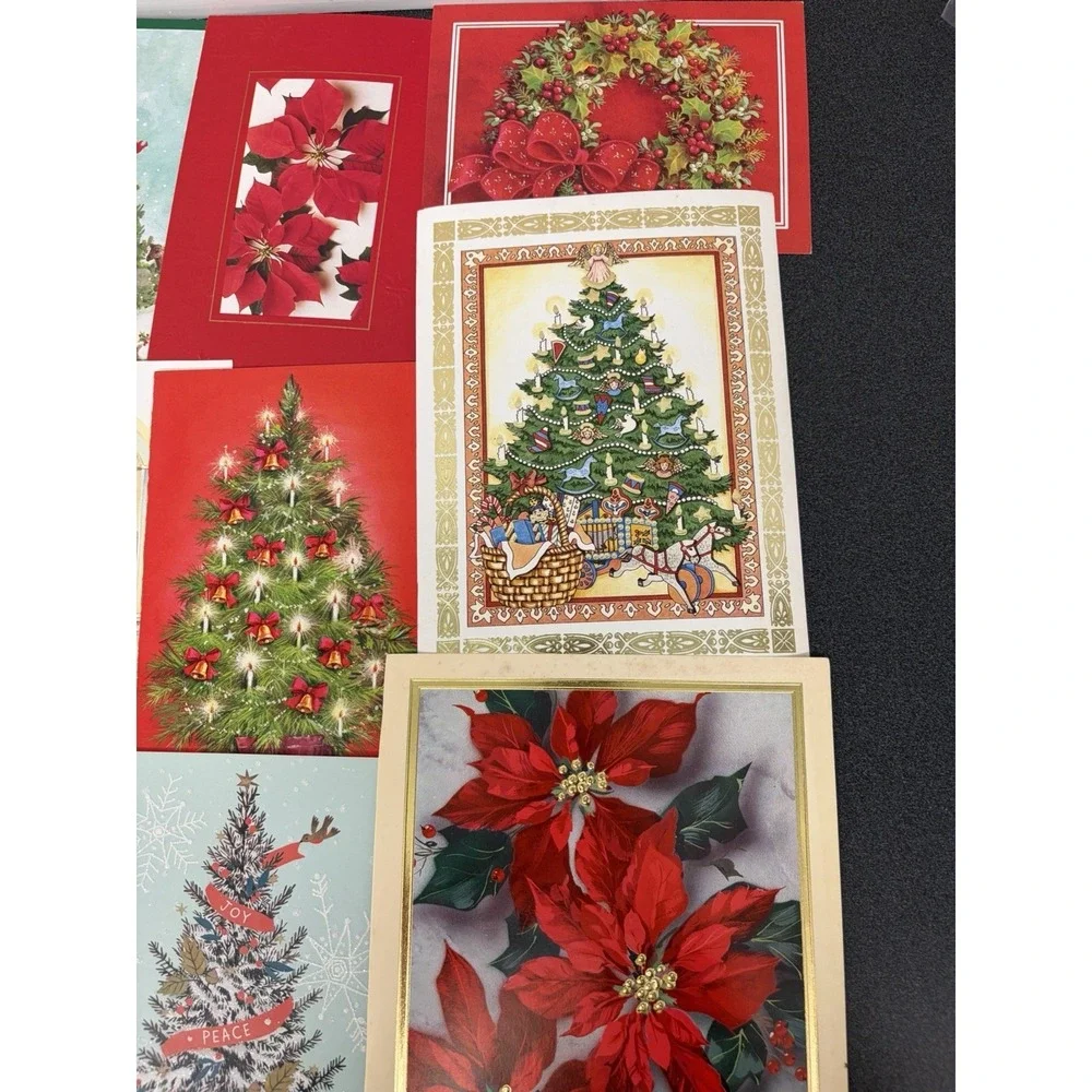 Vintage Christmas Cards Fronts ONLY Greenery Trees Wreaths Scrapbook Crafts 50+